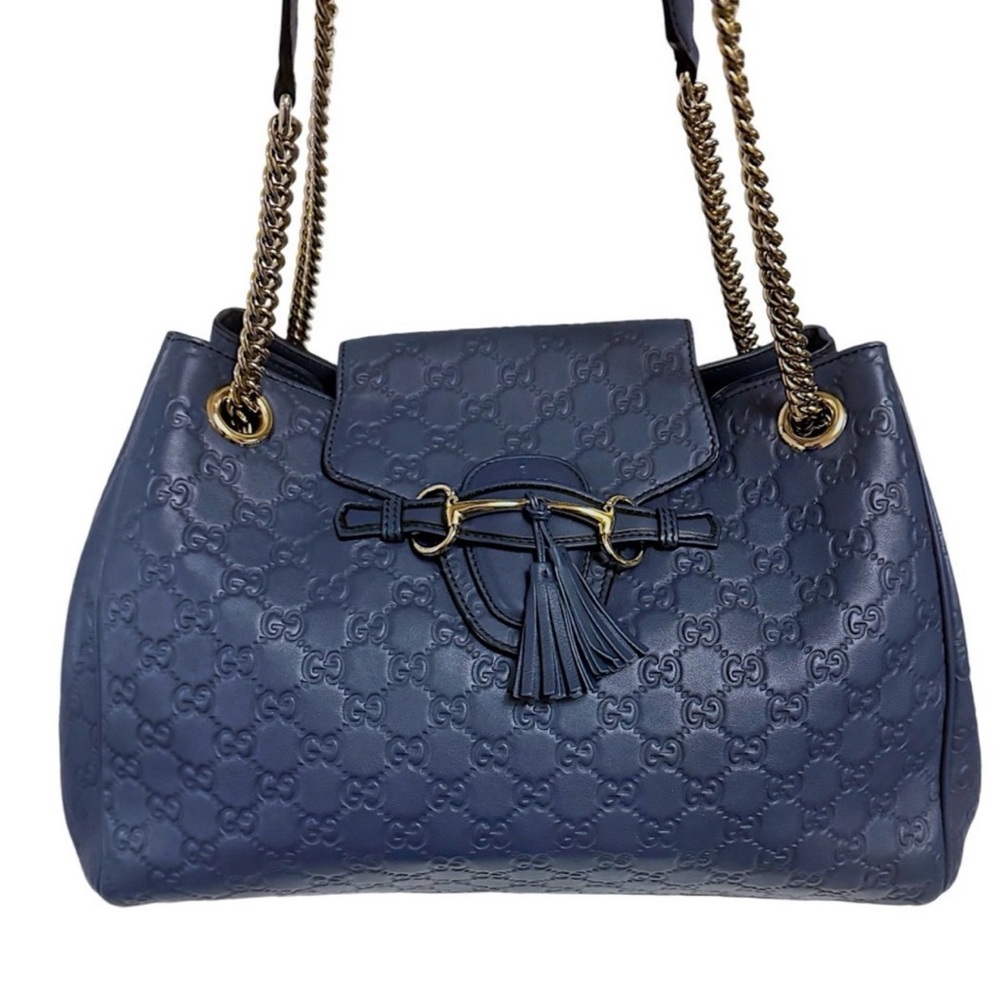 GUCCI Gucci Guccissima Emily Shoulder Bag Blue Horsebit Detail Preowned
